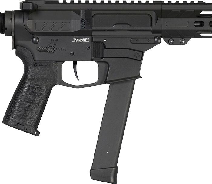 CMMG 99A3B0FAB Banshee MKGS 9mm Luger 33+1 8" Black Nitride Medium Taper Threaded Barrel, EML 7" M-LOK Handguards, Black Armor Cerakote Aluminum Picatinny Rail Receiver, CMMG Zeroed Grips