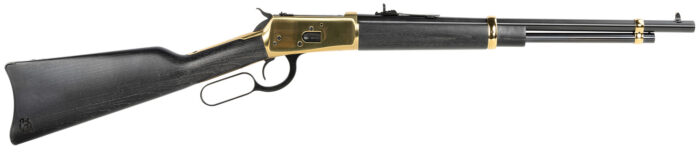 Heritage Mfg H9235718G 92  357 Mag 8rd 18" Black Steel Barrel, Gold Stainless Steel Receiver, Fixed Black Wood Stock