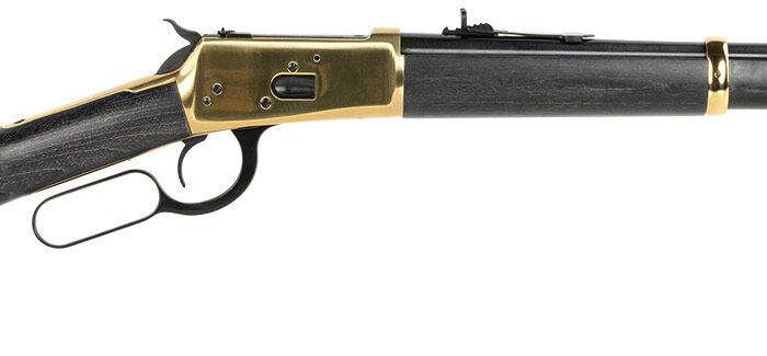 Heritage Mfg H9235718G 92  357 Mag 8rd 18" Black Steel Barrel, Gold Stainless Steel Receiver, Fixed Black Wood Stock
