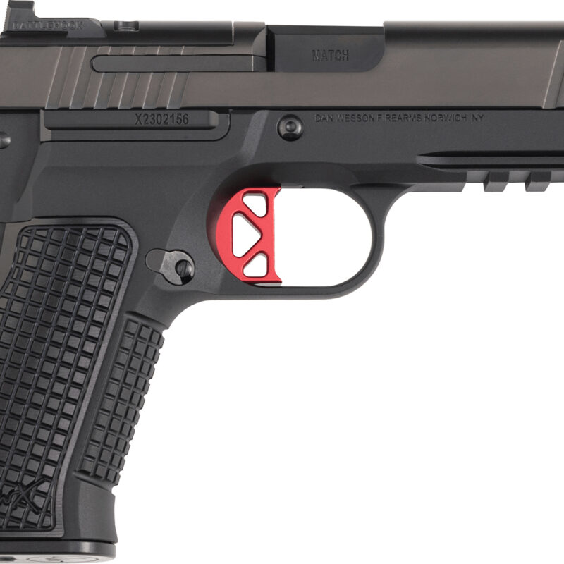 Dan Wesson 92103 DWX  Compact Frame 9mm Luger 15+1 4.95" Black Match Grade Barrel, Black DLC Serrated Steel Slide, Black Aluminum Frame w/Beavertail & Picatinny Rail, Black Textured Aluminum Grip