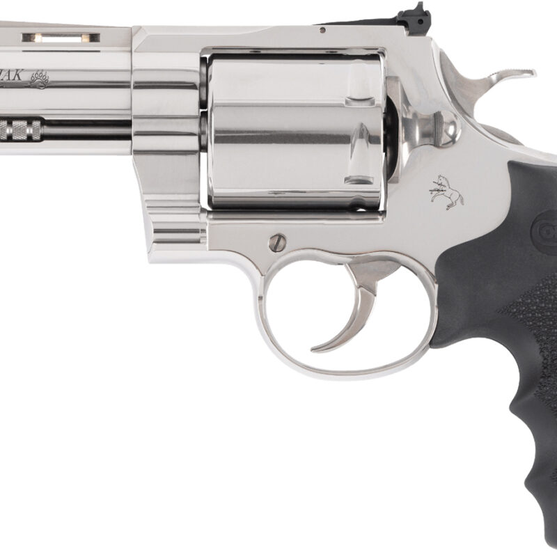 Colt Mfg KODIAKSP4RTS Kodiak  44 Mag 6rd 4.25" Polished Ported Vent Rib Barrel & Cylinder, Recessed Target Crown Muzzle, Polished Stainless Steel Frame, Black Hogue Overmolded Grip, Exposed Hammer