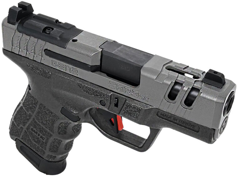 SAR USA SAR9SCG2PT SAR9 SC Gen2 Sub-Compact Frame 9mm Luger 15+1 3.30" Black Steel Barrel, Platinum Cerakote Steel Optic Ready/Ported/Serrated Slide, Black Polymer Frame, Black Polymer Grip