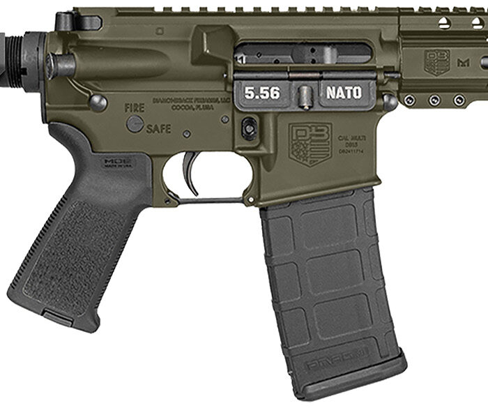 Diamondback DB1913K101 DB15  5.56 NATO 30+1 7" Black Nitride Heavy Threaded Barrel, OD Green Cerakote Picatinny Rail Aluminum Receiver, 6" M-LOK Handguard, SB Tactical Brace & Black Magpul MOE Grip