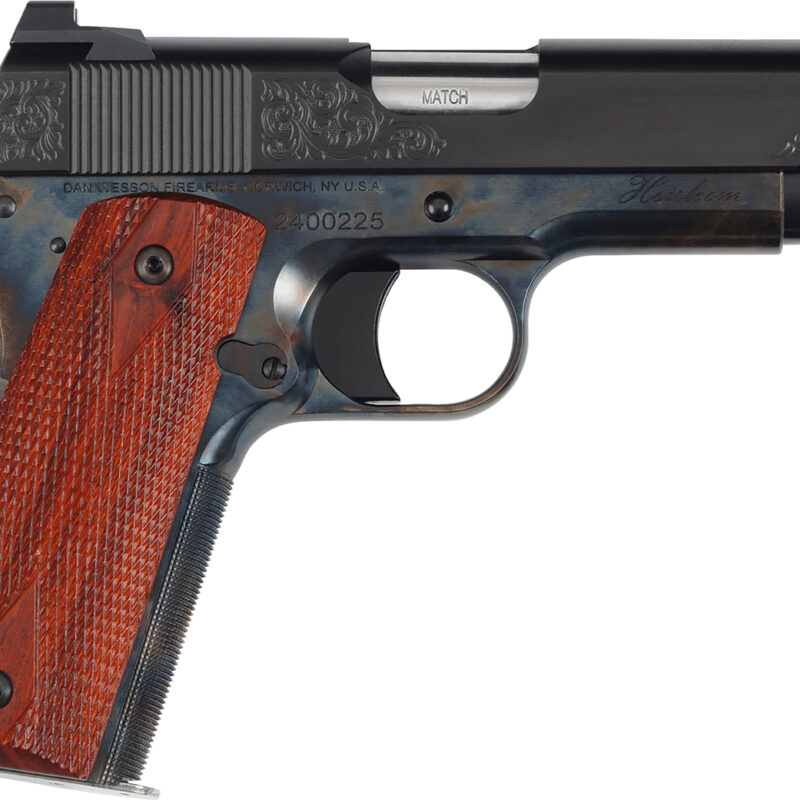 Dan Wesson 01779 Heirloom 2024 45 ACP 8+1 4.25" Stainless Steel Barrel, Blued Serrated Carbon Steel Slide, Black Steel Frame w/Beavertail, Cocobolo Grip