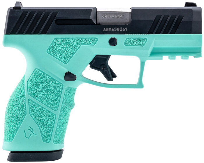 Taurus 1-GX2931C GX2  9mm 13+1 3.37" Matte Stainless Steel Barrel, Matte Black Serrated Stainless Steel Slide, Cyan Polymer Frame w/Picatinny Rail, Polymer Grip