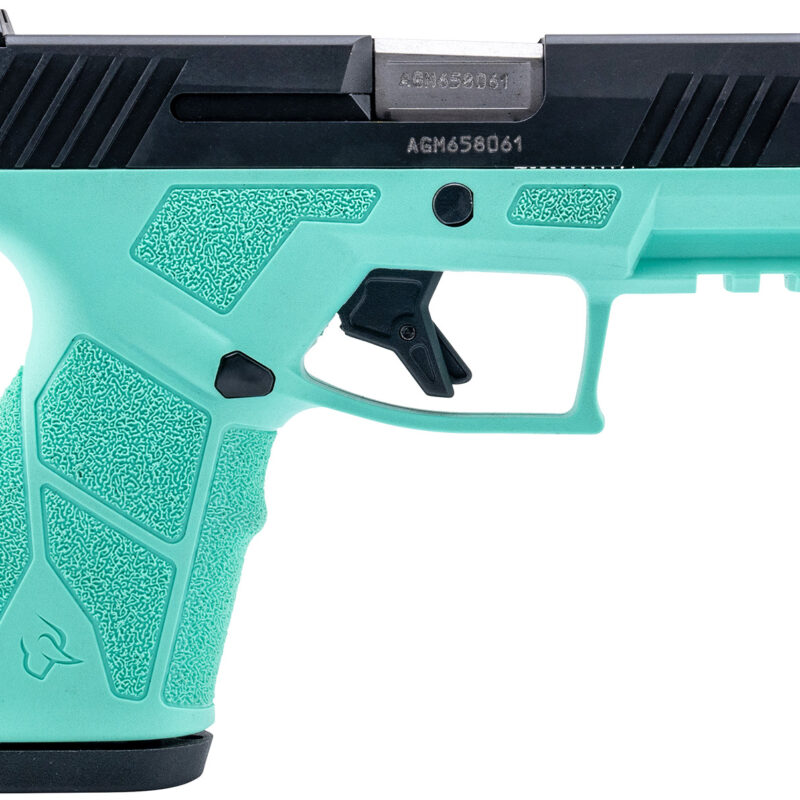 Taurus 1-GX2931C GX2  9mm 13+1 3.37" Matte Stainless Steel Barrel, Matte Black Serrated Stainless Steel Slide, Cyan Polymer Frame w/Picatinny Rail, Polymer Grip