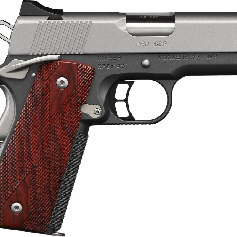 Kimber Mfg, Inc 3000243 CDP Pro 9mm Luger 9+1 4" Stainless Steel Barrel, Kimpro II Silver Serrated Stainless Steel Slide, Kimpro II Gray Aluminum Frame w/Beavertail Rosewood Grip