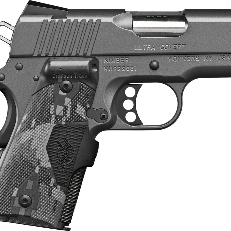 Kimber Mfg.,inc 3000250 Ultra Covert 45 ACP 7+1 3" Stainless Steel Slide Charcoal Gray KimPro II Frame Serrations Crimson Trace Urban Camouflage Grip