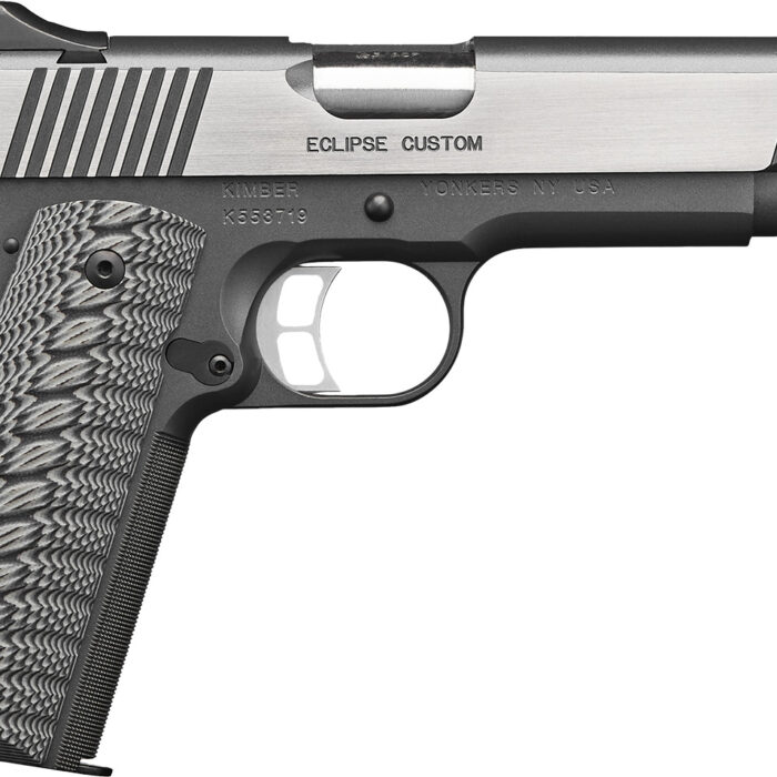 Kimber Mfg, Inc 3000238 Eclipse Custom 45 ACP 7+1 5" Stainless Match Grade Barrel, Charcoal Gray Serrated Stainless Steel Slide, Charcoal Gray Stainless Steel Frame w/Beavertail, G10 Grip