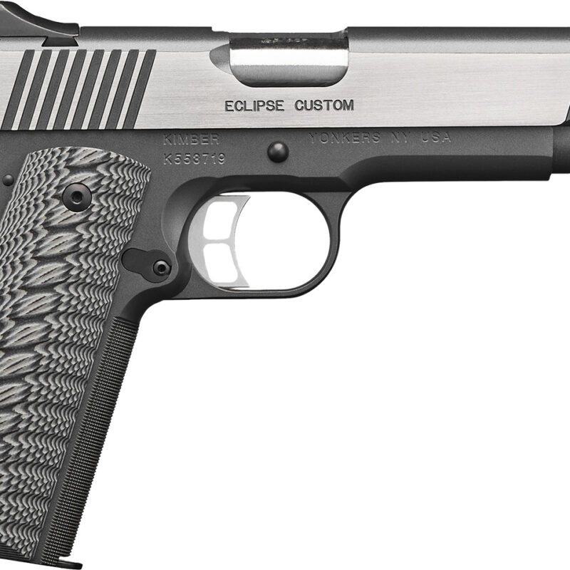 Kimber Mfg, Inc 3000238 Eclipse Custom 45 ACP 7+1 5" Stainless Match Grade Barrel, Charcoal Gray Serrated Stainless Steel Slide, Charcoal Gray Stainless Steel Frame w/Beavertail, G10 Grip