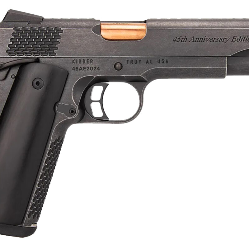Kimber Mfg.,inc 3700841 45th Anniversary Limited Edition Full Size Frame 45 ACP 8+1 5" Titanium Nitride Distressed Cerakote Distressed Cerakote Black Horn Grip