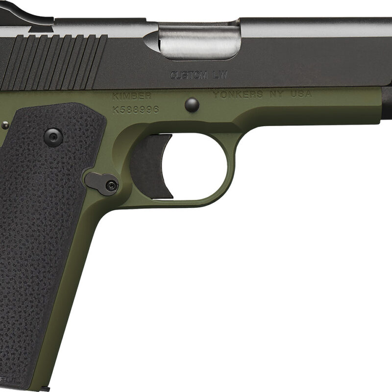 Kimber Mfg, Inc 3000465 Custom LW MP 9mm Luger 9+1 5" Stainless Match Grade Barrel, Black Serrated Steel Slide, Ranger Green Aluminum Frame w/Beavertail, Black Textured Grip