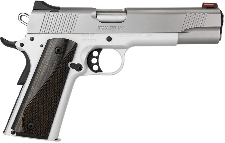Kimber Mfg, Inc 3700594 LW Arctic 9mm Luger 9+1 5" Stainless Match Grade Barrel, Silver Serrated Stainless Steel Slide, Silver Aluminum Frame w/Beavertail, Black/Gray Laminate Grip