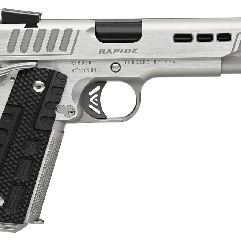 Kimber Mfg.,inc 3000429 Rapide Frost 10mm Auto 8+1 5" Black DLC Stainless Steel Barrel, Kimpro II Silver Lightening Cut/Serrated Stainless Steel Slide & Frame w/Beavertail, Black G10 Grip