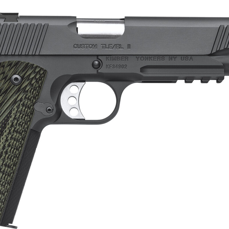 Kimber Mfg, Inc 3200337 TLE II  45 ACP 7+1 5" Stainless Threaded Barrel, Matte Black Serrated Steel Slide, Matte Black Steel Frame w/Beavertail & Picatinny Rail, Aggressively Textures G-10 Grip