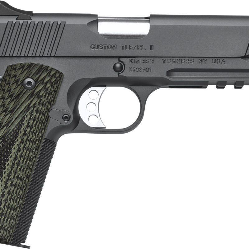 Kimber Mfg, Inc 3200338 TLE II  10mm Auto 8+1 5" Stainless Match Grade Barrel, Matte Black Serrated Steel Slide, Matte Black Steel Frame w/Beavertail & Picatinny Rail, Aggressively Textures G-10 Grip