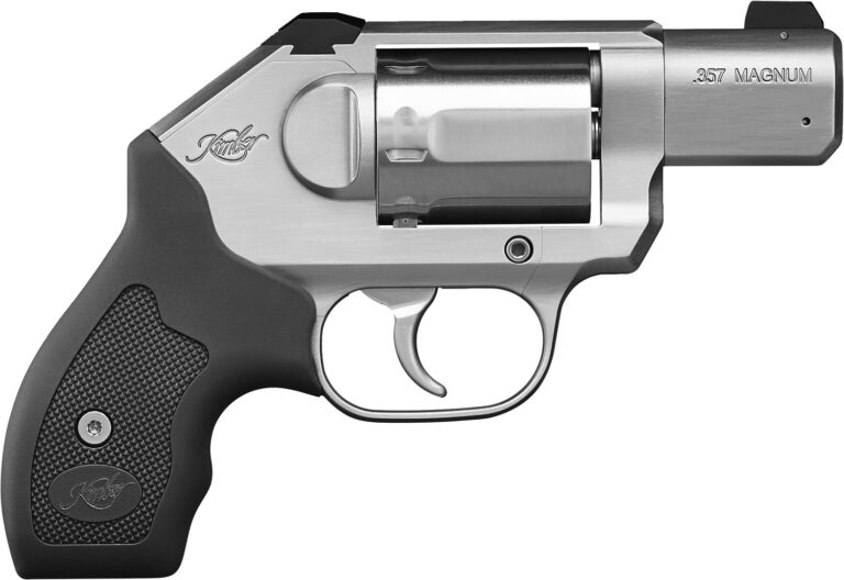 Kimber Mfg, Inc 3400004CA K6S *CA Compliant DAO 357 Mag 6 Shot 2" Brushed Stainless Steel Barrel & Cylinder, Brushed Stainless Steel Frame, Black Hogue Rubber Grip, Concealed Hammer