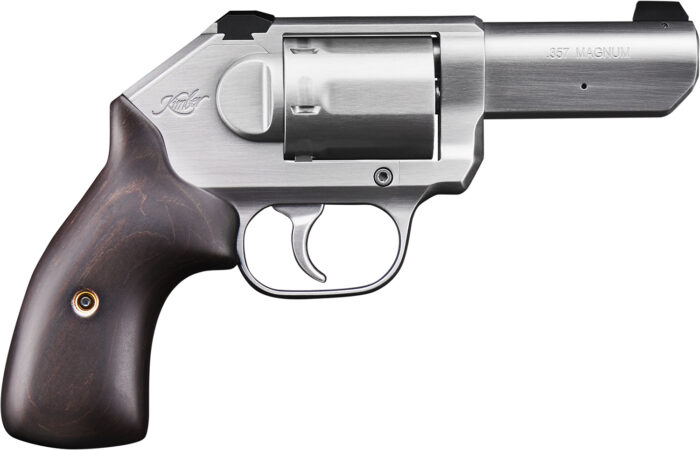 Kimber Mfg, Inc 3400011CA K6S *CA Compliant DAO 357 Mag 6 Shot 3" Brushed Stainless Steel Barrel, Cylinder & Frame, Large Smooth Walnut Grip, Concealed Hammer