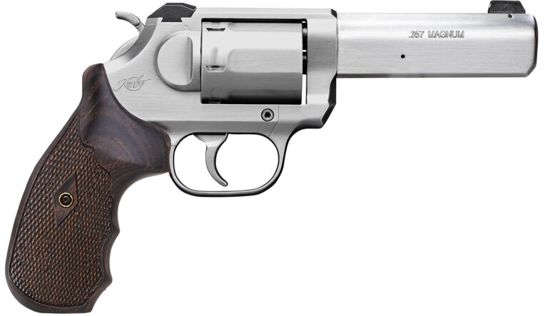 Kimber Mfg, Inc 3400031 K6S Combat DA/SA 357 Mag 6 Shot 4" Brushed Stainless Stainless Steel Barrel & Cylinder, Brushed Stainless Steel Frame, Walnut 3-Finger Target Grip, Exposed Hammer