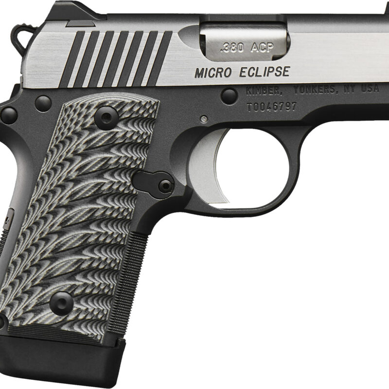 Kimber Mfg, Inc 3300188 Micro Eclipse 380 ACP 7+1 2.75" Stainless Match Grade Barrel, KimPro II Black Serrated Stainless Steel Slide, Charcoal Gray Aluminum Frame w/Beavertail, G10 Grip