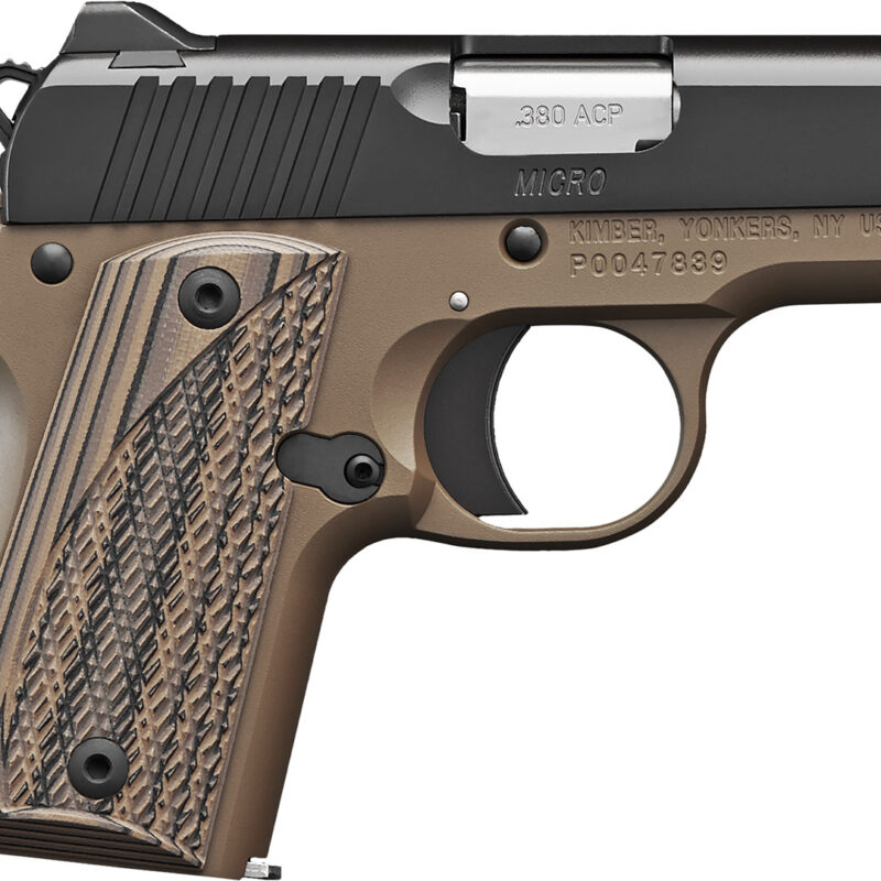 Kimber Mfg.,inc 3300208 Micro Desert Night NS 380 ACP 7+1 2.75" Matte Black KimPro II Stainless Steel Slide Desert Tan KimPro G10 Grip
