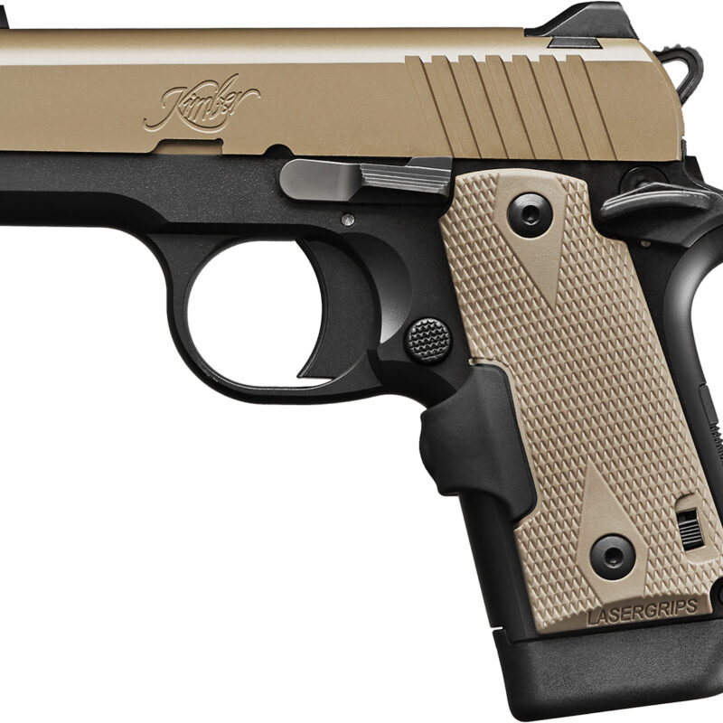 Kimber Mfg.,inc 3300209 Micro Desert Tan LG NS 380 ACP 7+1 2.75" Matte Black Stainless Steel Slide Crimson Trace Lasergrips Grip