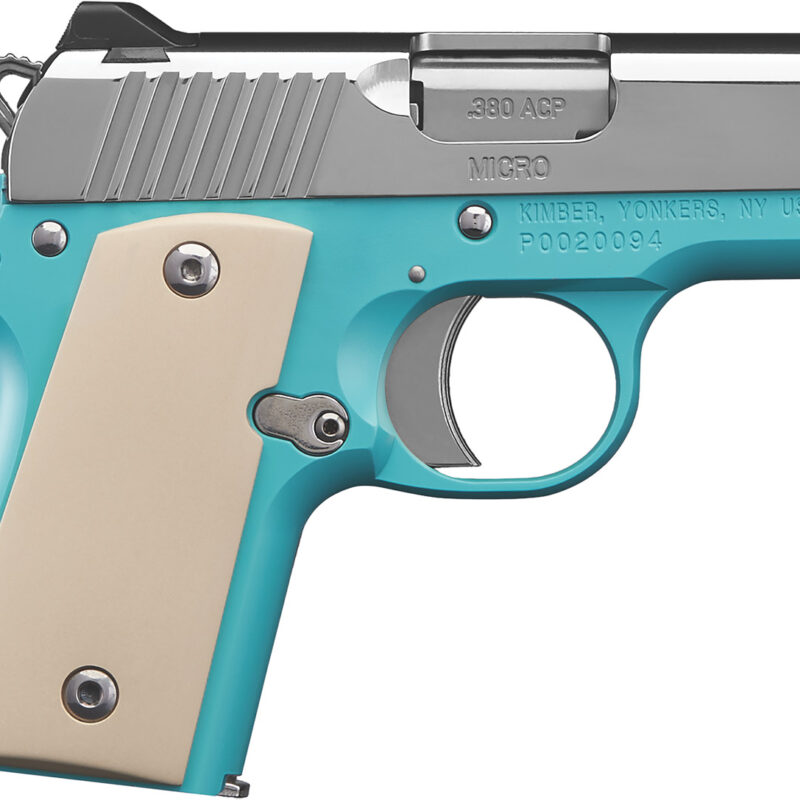 Kimber Mfg.,inc 3300210 Micro Bel Air NS 380 ACP 2.75" Ramped Barrel Stainless Steel Slide Bel Air Blue Mirror-Polished Ivory Micarta Grip