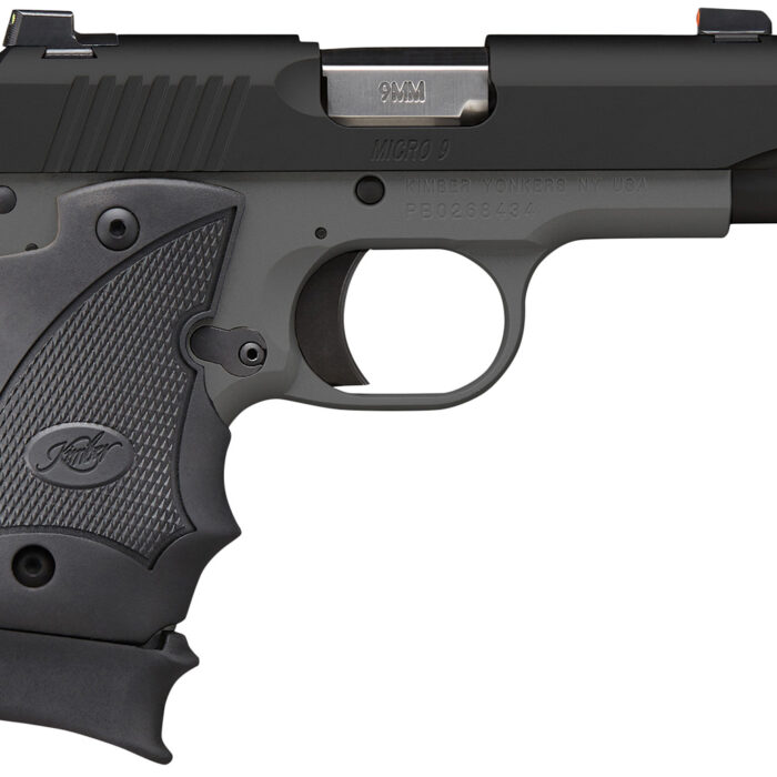 Kimber Mfg.,inc 3300246 Micro 9 MC TP 9mm 7+1 3.65" KimPro Black Stainless Steel Slide KimPro Gray Black Hogue Rubber Wraparound Grip