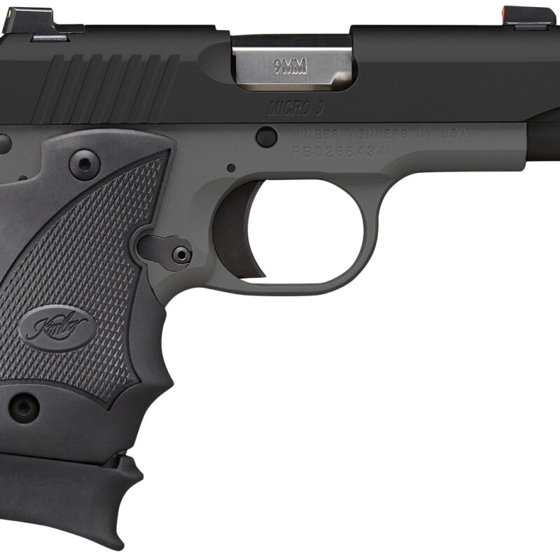 Kimber Mfg.,inc 3300246 Micro 9 MC TP 9mm 7+1 3.65" KimPro Black Stainless Steel Slide KimPro Gray Black Hogue Rubber Wraparound Grip