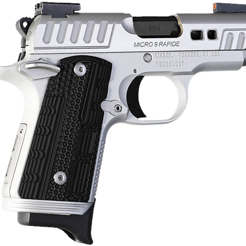 Kimber Mfg.,inc 3300237 Micro 9 Rapide Frost 9mm 7+1 3.15" Brushed Stainless/Silver KimPro II Black G10 Grip