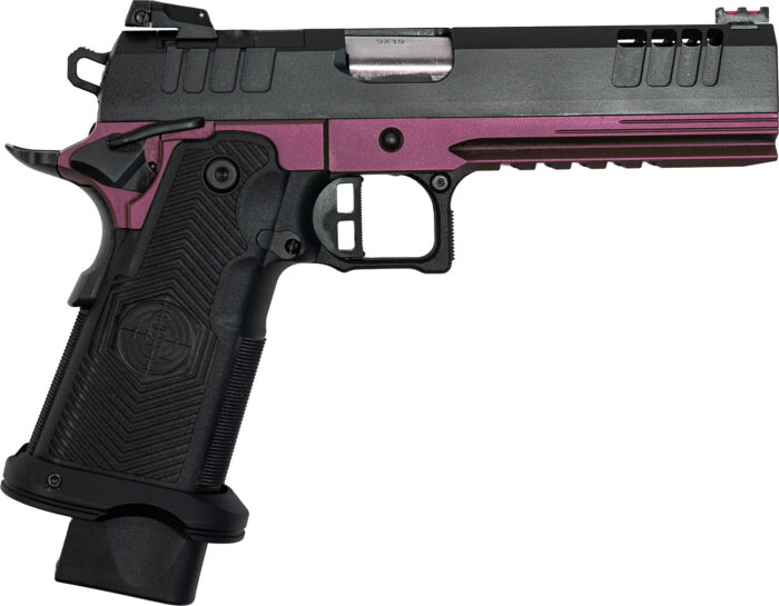 Great Lakes Firearms GL1911DS9FSSCHY 1911 DS Synergy 9mm Luger 20+1 5" Optic Cut/Serrated Cerakote Black Molded Grip Black Cherry Frame