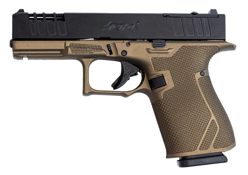 Great Lakes Firearms GL19BRZ Striker  Compact Frame 9mm Luger 15+1 4" Black Nitride Steel Barrel, Black Cerakote Serrated w/Slide Cuts Steel Slide, Bronze Cerakote Polymer Frame & Grip, Ambidextrous
