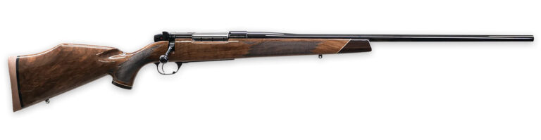 Weatherby MDX01N270WR6O Mark V Deluxe 270 Wthby Mag 3+1 26" High Gloss Fluted Barrel, High Gloss Blued Drilled & Tapped Stainless Steel Receiver, Fixed Gloss Walnut Wood Stock, Right Hand