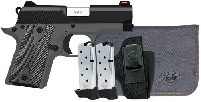 Kimber Mfg, Inc 3300252 Micro 9 RTC Bundle Micro Frame 9mm Luger 7+1 3.15" Stainless Ramped Barrel, KimPro II Black Serrated Slide, Kimpro II Black Aluminum Frame w/Beavertail, Shadow Ghost Grip