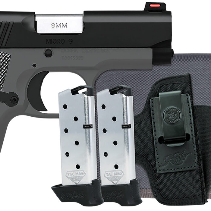 Kimber Mfg, Inc 3300252 Micro 9 RTC Bundle Micro Frame 9mm Luger 7+1 3.15" Stainless Ramped Barrel, KimPro II Black Serrated Slide, Kimpro II Black Aluminum Frame w/Beavertail, Shadow Ghost Grip