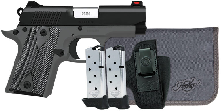 Kimber Mfg, Inc 3300252 Micro 9 RTC Bundle Micro Frame 9mm Luger 7+1 3.15" Stainless Ramped Barrel, KimPro II Black Serrated Slide, Kimpro II Black Aluminum Frame w/Beavertail, Shadow Ghost Grip