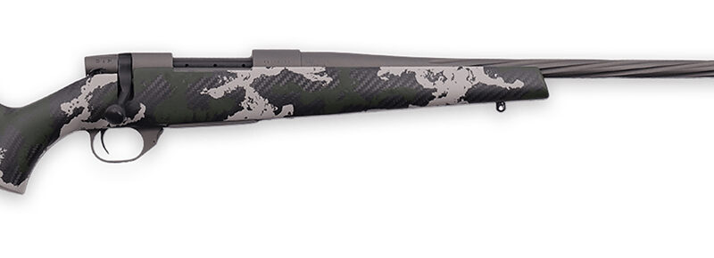 Weatherby VTE653WR8B Vanguard Talon 6.5-300 Wthby Mag 3+1 28" Tungsten Cerakote Peak 44 Blacktooth Carbon Fiber Stock w/ Green & White Sponge Pattern