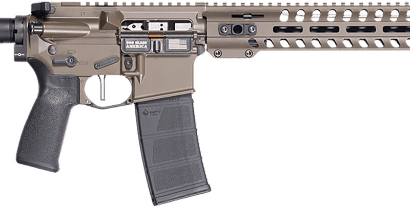 Patriot Ordnance Factory 02047 Minuteman  5.56 NATO 30+1 13.75" Black Nitride Patriot Brown Cerakote Aluminum Receiver Picatinny Rail