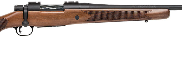 Mossberg 28239 Patriot  Full Size 7mm PRC 3+1 24" Matte Blued Fluted Threaded Barrel, Drilled & Tapped Matte Blued Stainless Steel Receiver, Walnut Fixed Stock