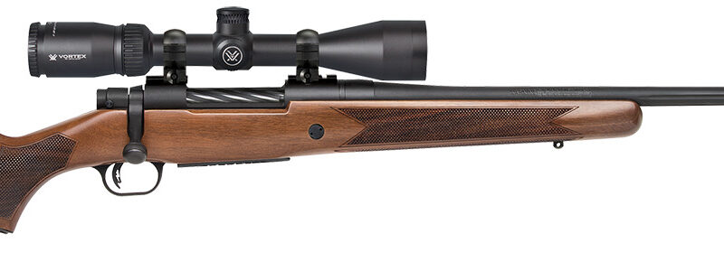 Mossberg 28240 Patriot w/Optic Full Size 7mm PRC 3+1 24" Matte Blued Fluted Threaded Barrel, Matte Blued Drilled & Tapped Receiver, Walnut Fixed Stock, Vortex Crossfire II 3-9x40mm Scope, Right Hand