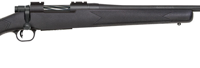 Mossberg 28243 Patriot  Full Size 6.5 PRC 4+1 24" Matte Blued Fluted Threaded Barrel, Drilled & Tapped Matte Blued Stainless Steel Receiver, Black Fixed Synthetic Stock