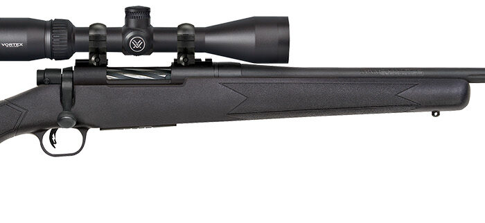Mossberg 28244 Patriot w/Optic 6.5 PRC 4+1 24" Matte Blued Fluted Threaded Barrel, Matte Blued Drilled & Tapped Receiver, Fixed Black Synthetic Stock, Vortex Crossfire II 3-9x40mm