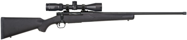 Mossberg 28244 Patriot w/Optic 6.5 PRC 4+1 24" Matte Blued Fluted Threaded Barrel, Matte Blued Drilled & Tapped Receiver, Fixed Black Synthetic Stock, Vortex Crossfire II 3-9x40mm