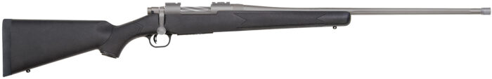 Mossberg 28245 Patriot  Full Size 6.5 PRC 4+1 24" Stainless Cerakote Fluted Threaded Barrel, Drilled & Tapped Stainless Cerakote Receiver, Black Fixed Synthetic Stock