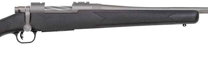 Mossberg 28245 Patriot  Full Size 6.5 PRC 4+1 24" Stainless Cerakote Fluted Threaded Barrel, Drilled & Tapped Stainless Cerakote Receiver, Black Fixed Synthetic Stock