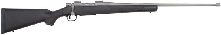 Mossberg 28245 Patriot  Full Size 6.5 PRC 4+1 24" Stainless Cerakote Fluted Threaded Barrel, Drilled & Tapped Stainless Cerakote Receiver, Black Fixed Synthetic Stock