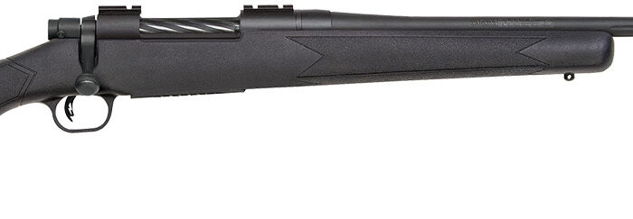 Mossberg 28248 Patriot  Full Size 7mm PRC 3+1 24" Matte Blued Fluted Threaded Barrel, Drilled & Tapped Matte Blued Stainless Steel Receiver, Black Fixed Synthetic Stock