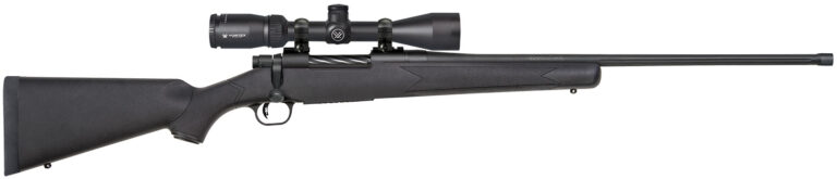 Mossberg 28249 Patriot w/Optic 7mm PRC 3+1 24" Matte Blued Threaded Barrel, Matte Blued Drilled & Tapped Receiver, Fixed Black Synthetic Stock, Vortex Crossfire II 3-9x40mm