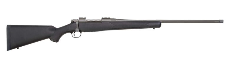 Mossberg 28259 Patriot  Full Size 450 Bushmaster 4+1 20" Stainless Cerakote Fluted Threaded Barrel, Drilled & Tapped Stainless Cerakote Receiver, Black Fixed Synthetic Stock