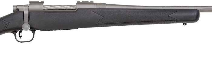Mossberg 28261 Patriot  Full Size 7mm PRC 3+1 24" Stainless Cerakote Fluted Threaded Barrel, Drilled & Tapped Stainless Cerakote Receiver, Black Fixed Synthetic Stock